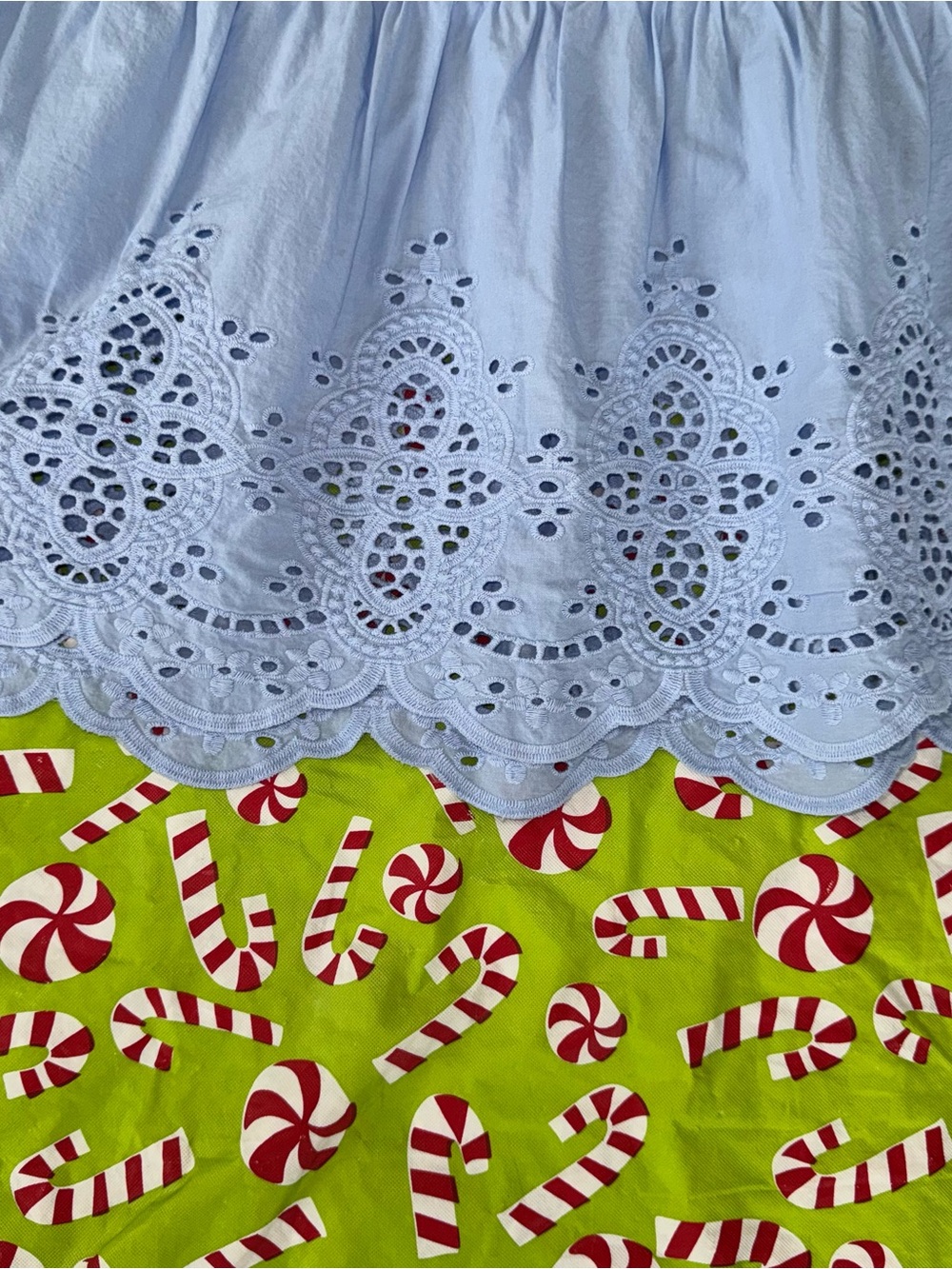 Time and Tru Cotton Eyelet A-Line Midi Skirt XL Light Blue Elastic Waist Pockets - Picture 7 of 16